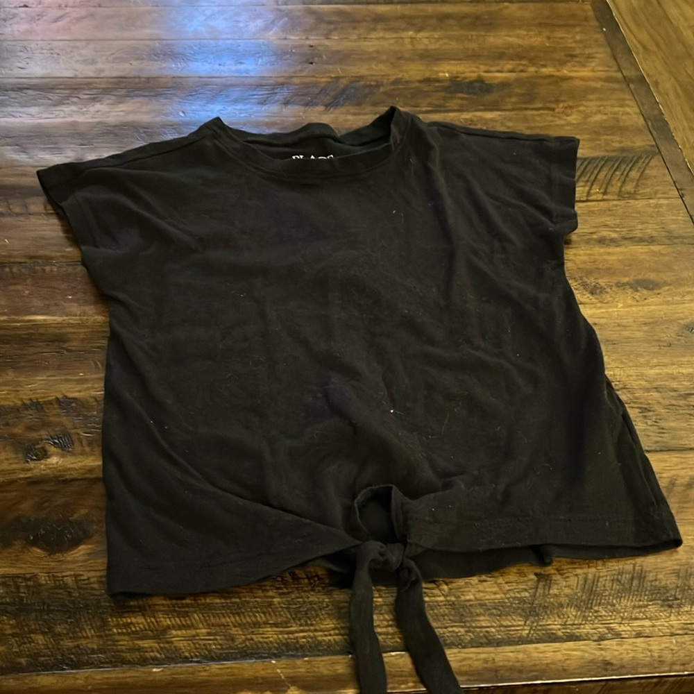 XS Black TieFront T-Shirt